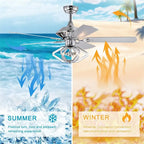 Ventilateur de plafond 52" à double pale en bois et cristal avec télécommande