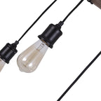 Suspension linéaire en corde de bois à 8 lumières pour îlot de cuisine - Noir