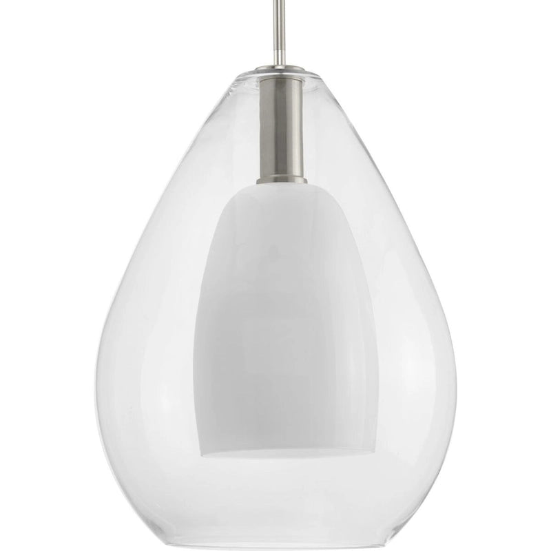 Carillon Collection One-Light Brushed Nickel Large Contemporary Pendant - 15 in x 15 in x 20.75 in