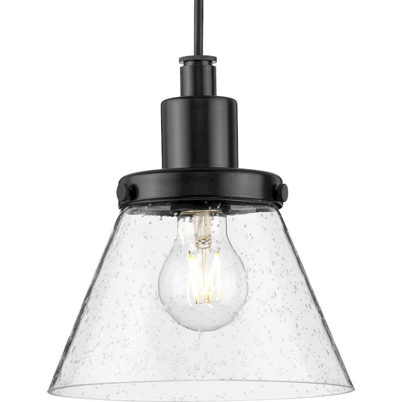 Hinton Collection One-Light Brushed Nickel Modern Farmhouse Pendant - 8 in x 8 in x 8.62 in