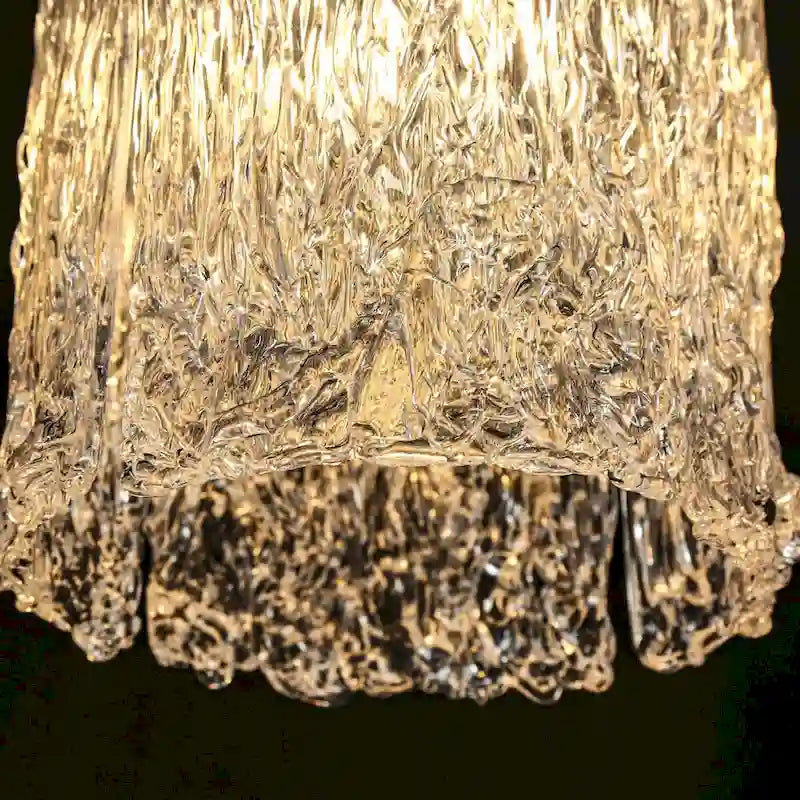 Suspension miniature Uolla Modern Glam en laiton et verre texturé, 1 lumière, pour chambre à coucher - D6,9 x H11,4