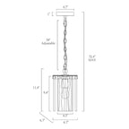 Suspension miniature Uolla Modern Glam en laiton et verre texturé, 1 lumière, pour chambre à coucher - D6,9 x H11,4