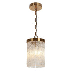Suspension miniature Uolla Modern Glam en laiton et verre texturé, 1 lumière, pour chambre à coucher - D6,9 x H11,4