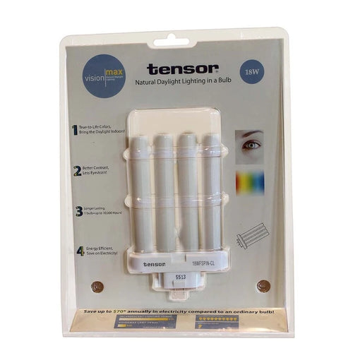 Ampoule fluocompacte de remplacement 18 W à spectre complet (4 broches, culot G24Q) de VisionMax - Blanche