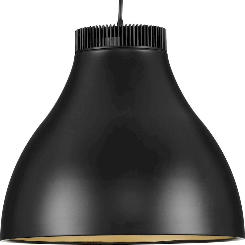 Radian LED Collection Modern Matte Black Metal Pendant - 16 in x 16 in x 14 in