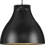 Radian LED Collection Modern Matte Black Metal Pendant - 16 in x 16 in x 14 in
