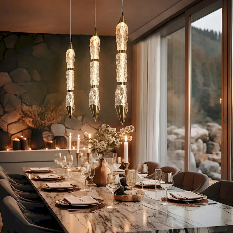 Suspension LED moderne dorée à 1 lumière pour îlot de cuisine ou salon