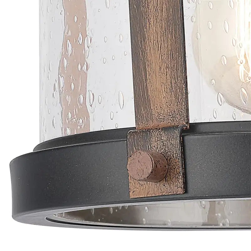 Suspension intérieure Westinghouse Lighting Cindy à une lumière, finition bronze huilé avec accents bois de grange et verre clair bullé