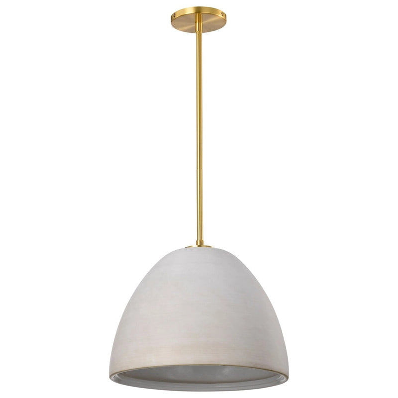 Collins 14 Inch Pendant with White Ceramic - Brushed Brass