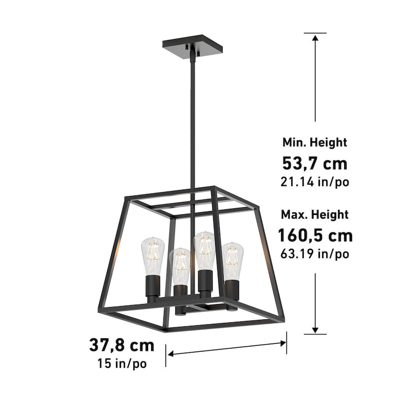 Lustre carré Artika Carter, noir