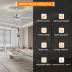 Ventilateur de plafond de 132 cm (52 ​​pouces) à 4 lumières, 5 pales en bois bicolores, moteur à courant alternatif, télécommande, flux d'air réversible, 3 vitesses