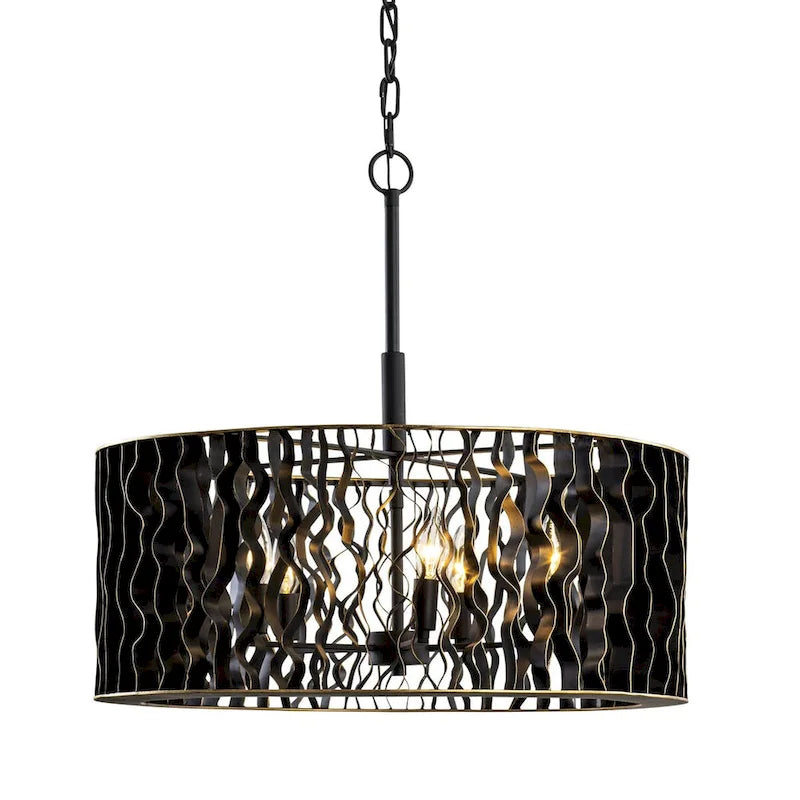 Estela 5-Light Pendant - Matte Black/French Gold