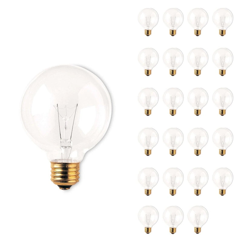 Bulbrite Lot de 24 ampoules à incandescence G25 de 40 watts à intensité variable, culot E26, lumière blanc chaud 2700K