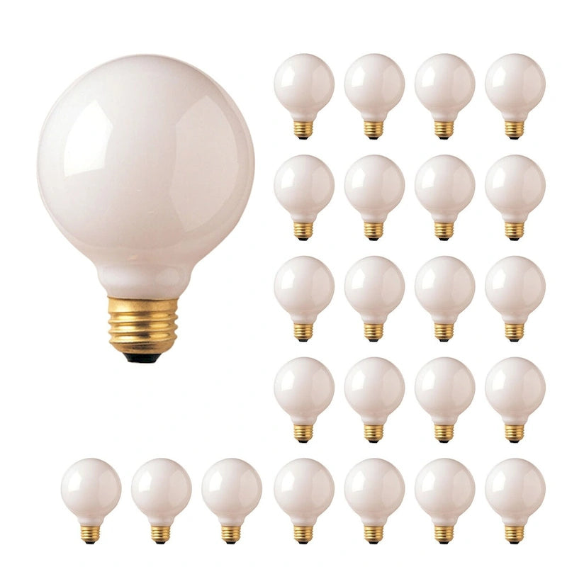 Bulbrite Lot de 24 ampoules à incandescence G25 de 40 watts à intensité variable, culot E26, lumière blanc chaud 2700K