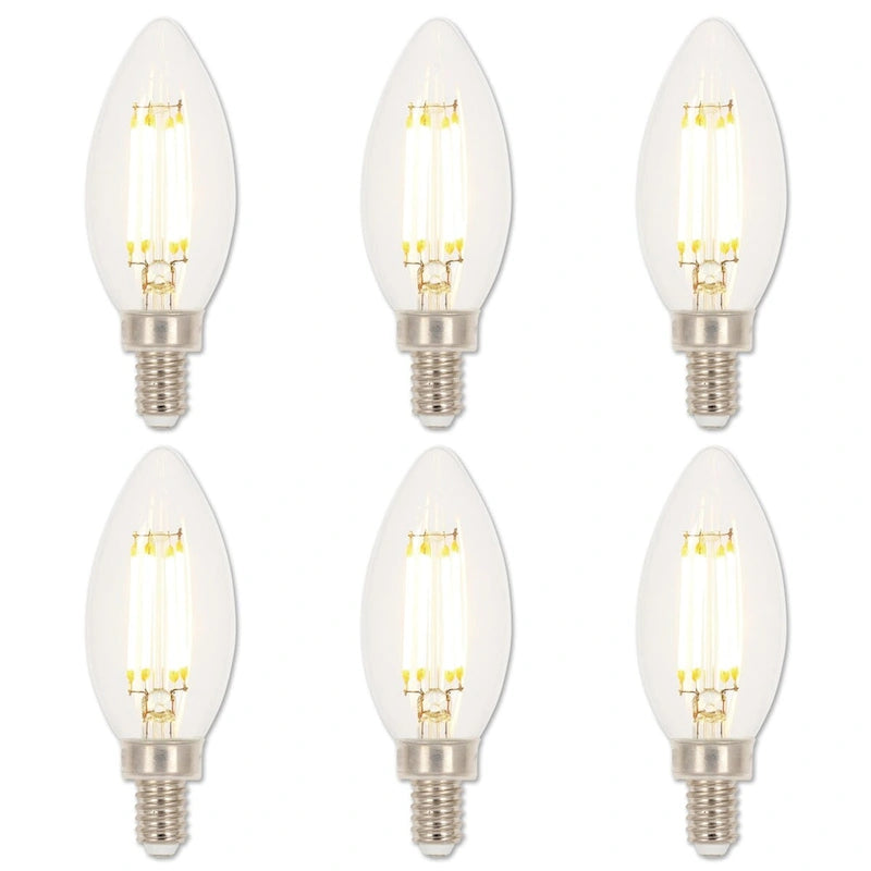 Westinghouse Lighting 4.5 Watt (60 Watt Equivalent) Clear B11 Dimmable Filament LED Light Bulb, Candelabra Base, 6 Pack - 6-Pack