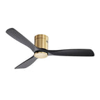 Ventilateur de plafond 52 pouces, 3 pales en bois massif naturel, silencieux, réversible, moteur CC, télécommande, pour salon