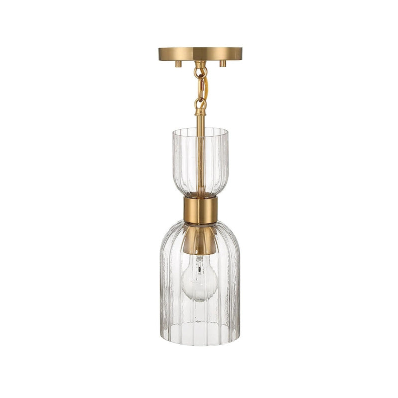 Plafonnier Joséphine en métal et verre côtelé transparent - 5,0 cm L x 5,0 cm l x 12,8 cm H