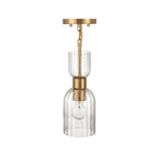 Plafonnier Joséphine en métal et verre côtelé transparent - 5,0 cm L x 5,0 cm l x 12,8 cm H