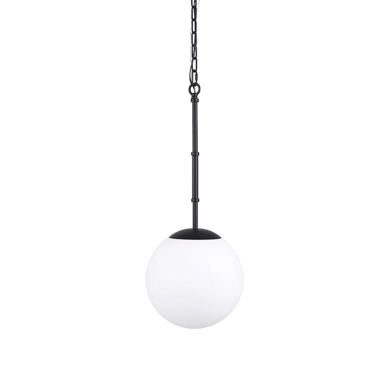 Edie Matte Black Metal w/ Frosted Glass Globe 1-Light Pendant - 12.0L x 12.0W x 54.0H