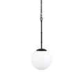 Edie Matte Black Metal w/ Frosted Glass Globe 1-Light Pendant - 12.0L x 12.0W x 54.0H