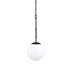 Edie Matte Black Metal w/ Frosted Glass Globe 1-Light Pendant - 12.0L x 12.0W x 54.0H