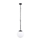 Suspension Edie en métal noir mat avec globe en verre dépoli, 1 lumière - 12,0 cm (L) x 12,0 cm (l) x 54,0 cm (H)