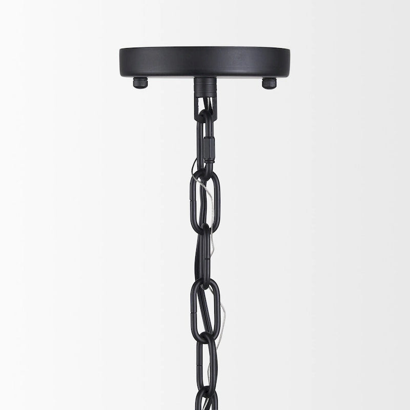 Suspension Edie en métal noir mat avec globe en verre dépoli, 1 lumière - 12,0 cm (L) x 12,0 cm (l) x 54,0 cm (H)