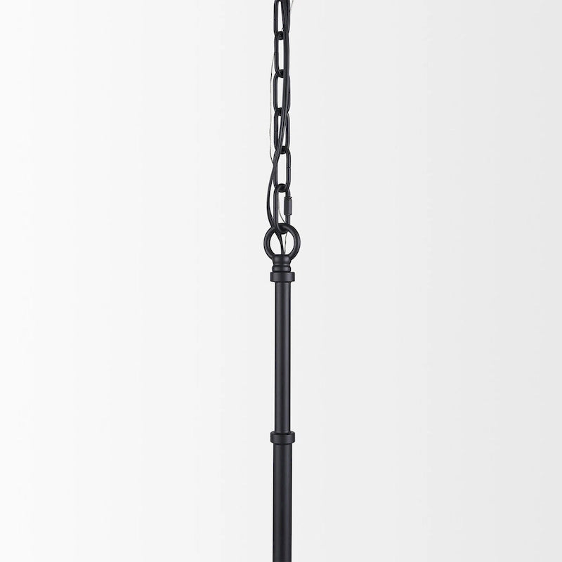 Suspension Edie en métal noir mat avec globe en verre dépoli, 1 lumière - 12,0 cm (L) x 12,0 cm (l) x 54,0 cm (H)