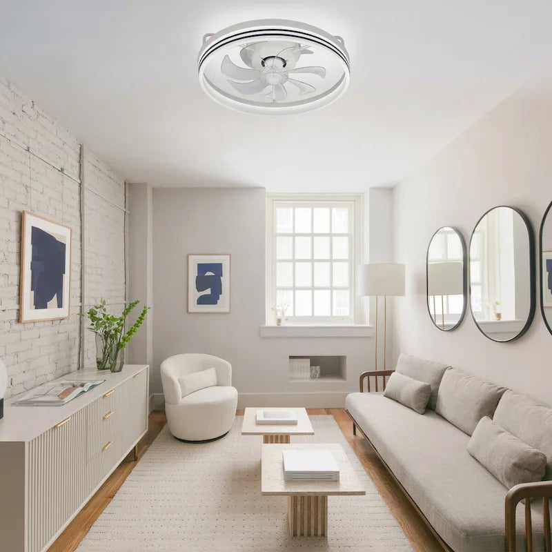 Ventilateur de plafond discret 20 pouces FanLight avec éclairage LED à intensité variable (3 températures de couleur), moteur silencieux à 6 vitesses pour chambre à coucher