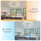 Ventilateur de plafond discret 20 pouces FanLight avec éclairage LED à intensité variable (3 températures de couleur), moteur silencieux à 6 vitesses pour chambre à coucher