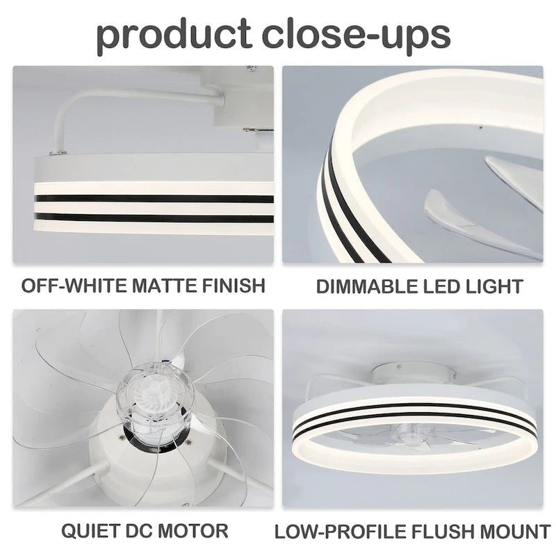 Ventilateur de plafond discret 20 pouces FanLight avec éclairage LED à intensité variable (3 températures de couleur), moteur silencieux à 6 vitesses pour chambre à coucher