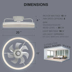 Ventilateur de plafond discret 20 pouces FanLight avec éclairage LED à intensité variable (3 températures de couleur), moteur silencieux à 6 vitesses pour chambre à coucher