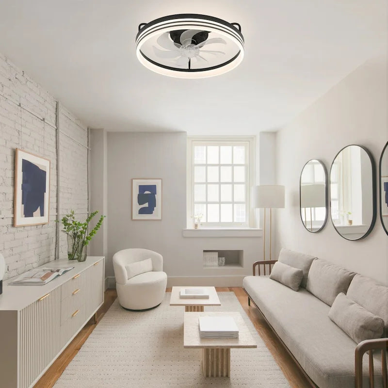 Ventilateur de plafond discret 20 pouces FanLight avec éclairage LED à intensité variable (3 températures de couleur), moteur silencieux à 6 vitesses pour chambre à coucher