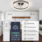 Ventilateur de plafond discret 20 pouces FanLight avec éclairage LED à intensité variable (3 températures de couleur), moteur silencieux à 6 vitesses pour chambre à coucher