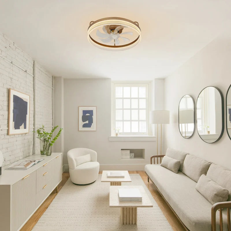 Ventilateur de plafond discret 20 pouces FanLight avec éclairage LED à intensité variable (3 températures de couleur), moteur silencieux à 6 vitesses pour chambre à coucher