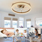 Ventilateur de plafond discret 20 pouces FanLight avec éclairage LED à intensité variable (3 températures de couleur), moteur silencieux à 6 vitesses pour chambre à coucher