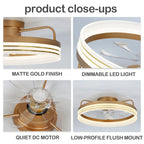 Ventilateur de plafond discret 20 pouces FanLight avec éclairage LED à intensité variable (3 températures de couleur), moteur silencieux à 6 vitesses pour chambre à coucher