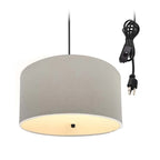 Suspension à brancher 2 lumières, 16 W, diffuseur en lin couleur avoine, cordon noir