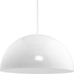 Perimeter Collection One-Light White Mid-Century Modern Pendant with metal Shade - 23.62 in x 23.62 in x 12.5 in