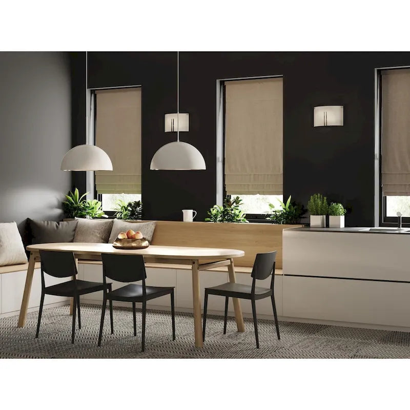 Suspension Perimeter Collection à une lumière, blanche, style moderne du milieu du siècle, avec abat-jour en métal - 60 cm x 60 cm x 32 cm