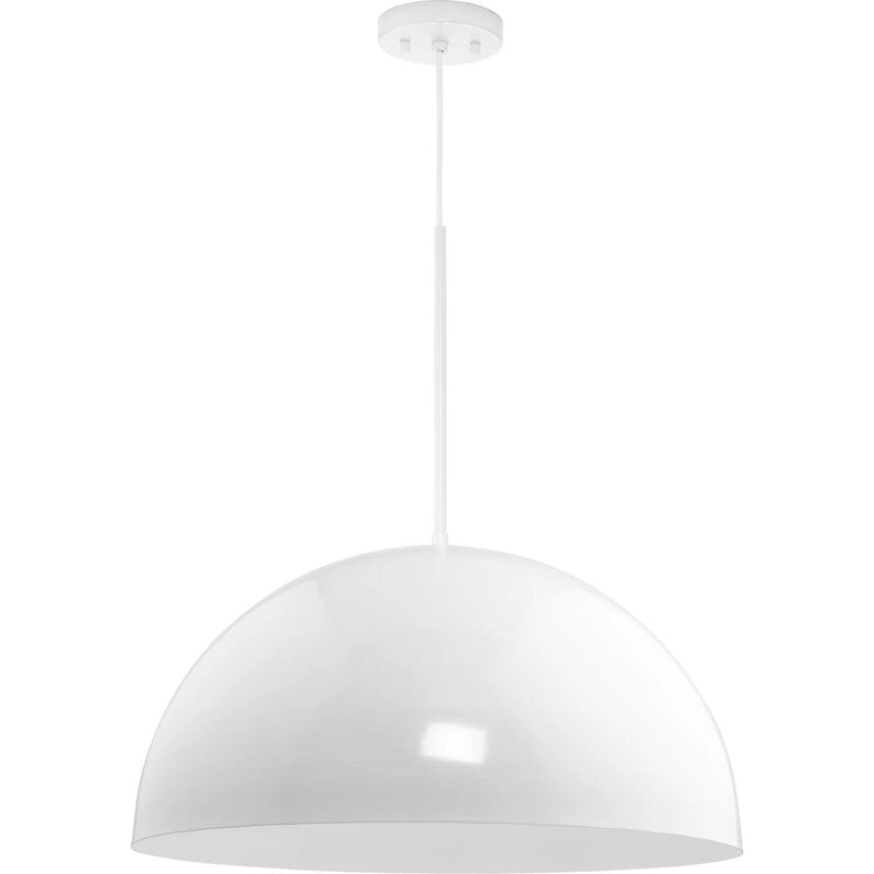 Suspension Perimeter Collection à une lumière, blanche, style moderne du milieu du siècle, avec abat-jour en métal - 60 cm x 60 cm x 32 cm