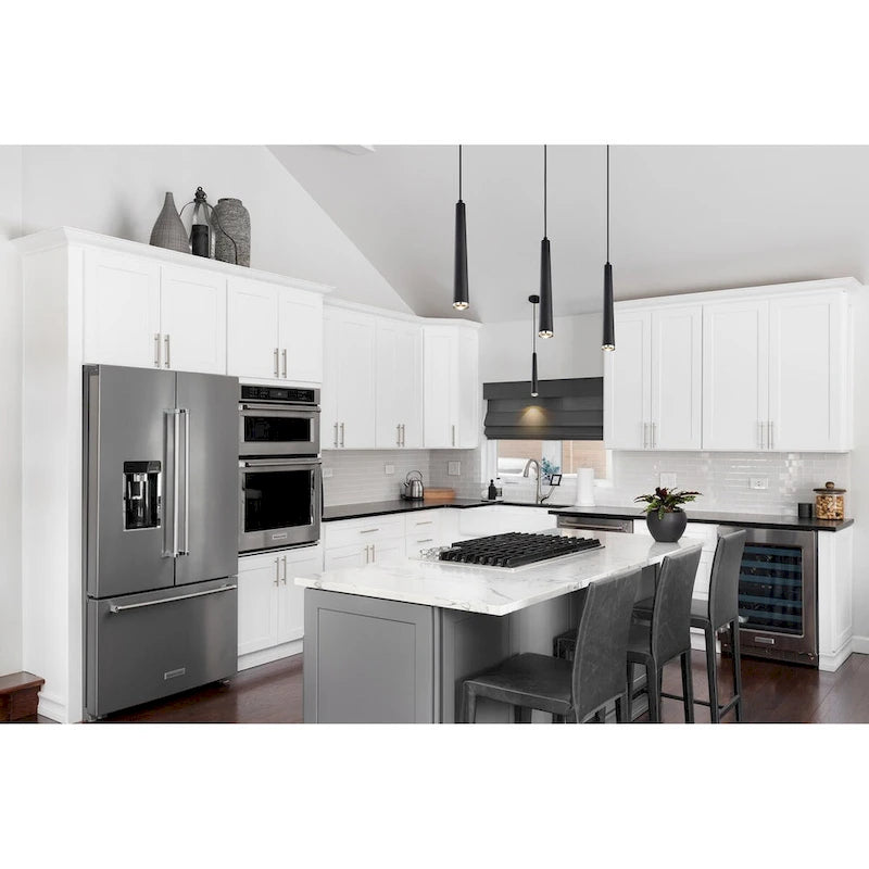 Suspension Melrose 12 watts, 16 DEL, finition noir mat et nickel brossé