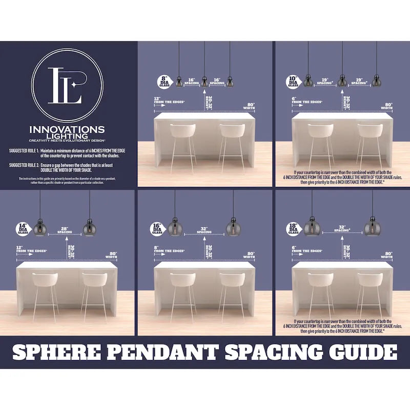 Suspension Newton Sphere d'Innovations Lighting - 1 lumière, câble de 14 pouces