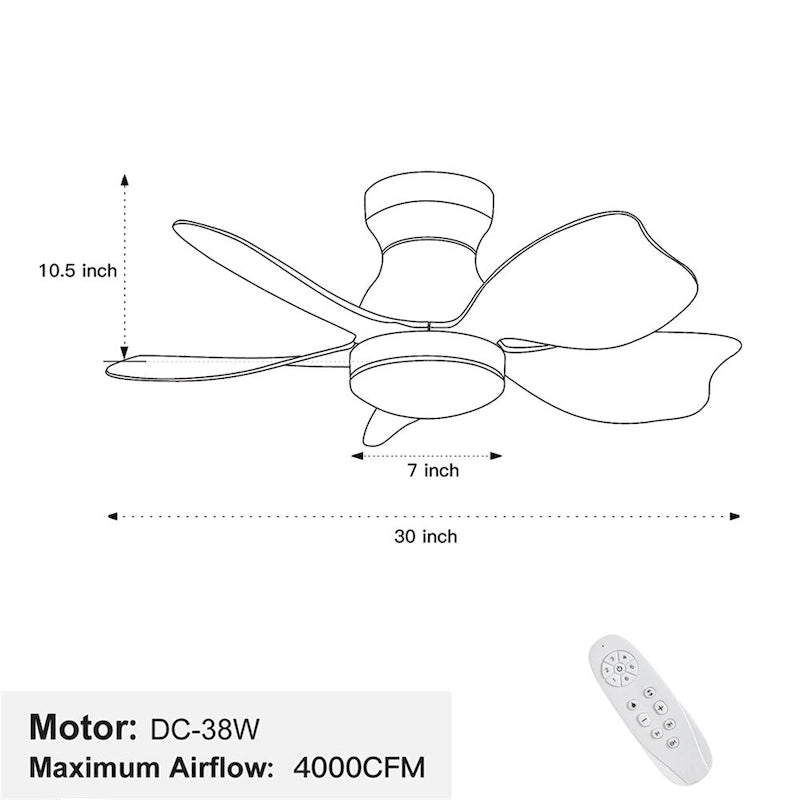 Ventilateur de plafond pour enfants avec éclairage, télécommande et pales en ABS (30 pouces).