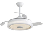 Ventilateur de plafond invisible moderne de 107 cm (42 pouces), 120 V, 3 pales en ABS, moteur CC réversible avec télécommande et éclairage LED 36 W, contrôle via application mobile.