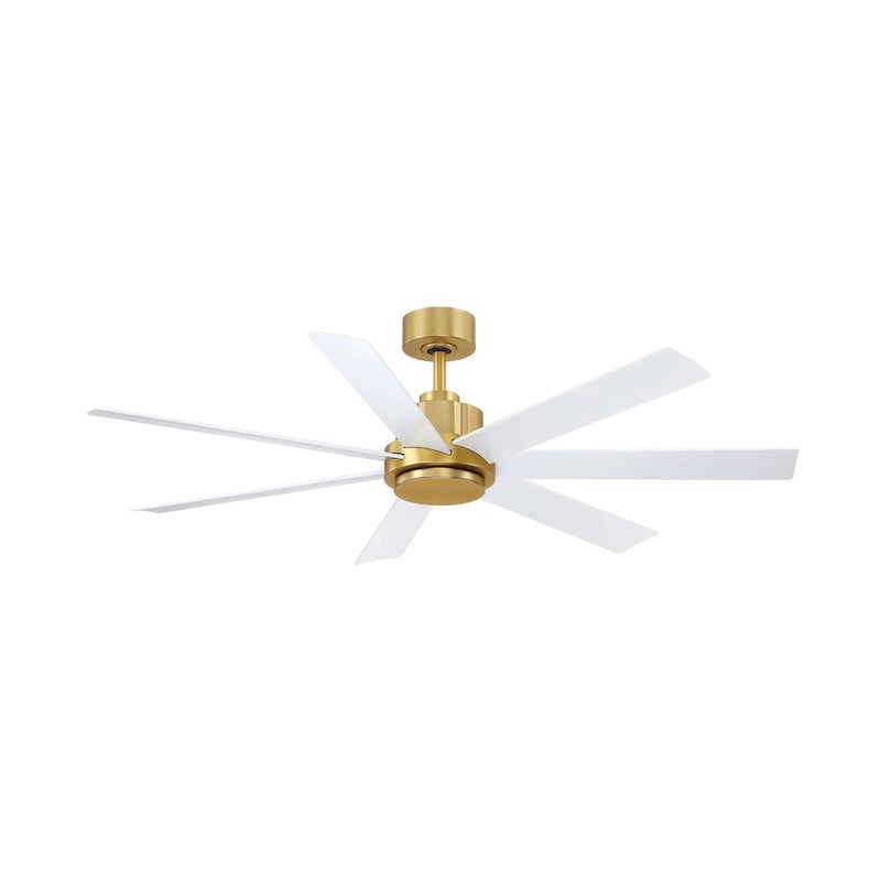 Pendry 56 inch Indoor/Outdoor Ceiling Fan with Matte White Blades - Brushed Satin Brass