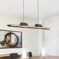 3-Light Integrated LED Linear Kitchen Island Pendant with Wood Accents - Black