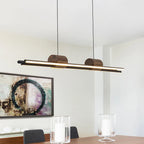 3-Light Integrated LED Linear Kitchen Island Pendant with Wood Accents - Black