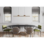 Suspension linéaire LED intégrée à 3 lumières pour îlot de cuisine avec accents en bois - Noir