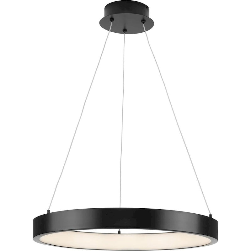 Inverse LED Collection Modern Matte Black Pendant - 20 in x 20 in x 2.4 in
